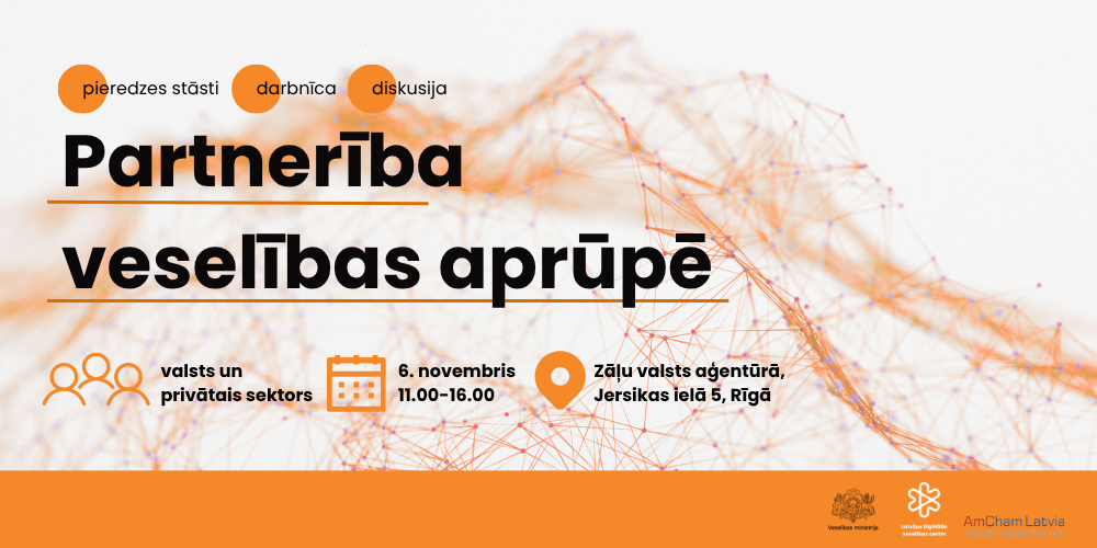 Pasākuma plakāts "Partnerība veselības aprūpē"